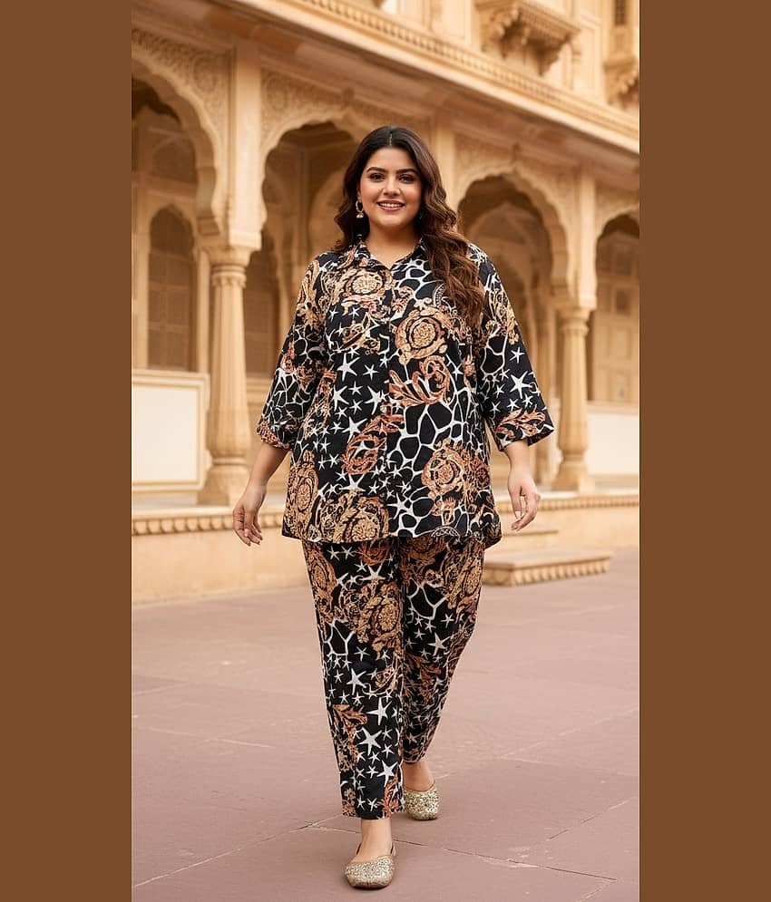 Flavia Creation Women Printed Shirt With Trousers Co-Ord Set ( Multicolor )