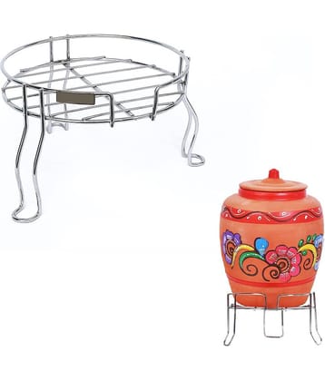 ZYBIL Silver Steel Flower Pot ( Pack of 1 )