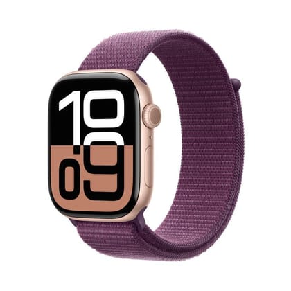 Apple Watch Series 10 GPS + Cellular 46mm Rose Gold Aluminium Case Plum Sport Loop
