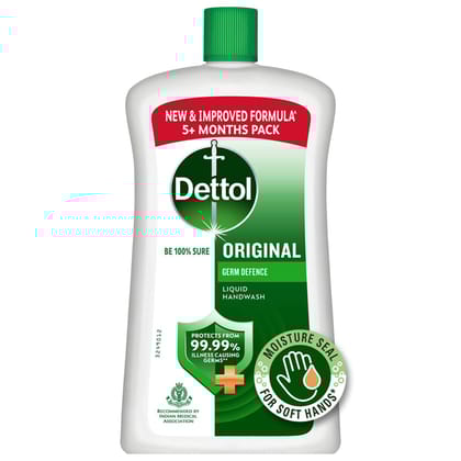 Dettol Liquid Handwash Bottle - Original Hand Wash, Germ Defence Formula, 10X Better Germ Protection, 900Ml