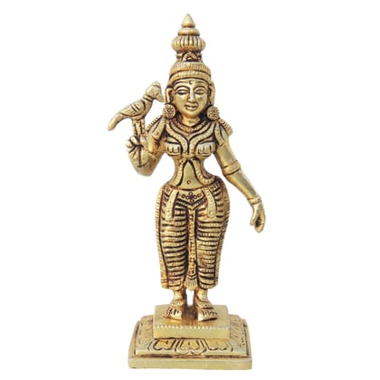 Brass Meenakshi Devi Idol – Handmade South Indian Goddess Statue, Height : 7.5 Inch (BSMAS1457 C)