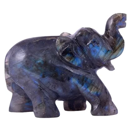 Labradorite Crystal Elephant, Sculpture, Fine Figurine, Statue, Handicrafts, Gemstone(KI_77)  by Krishna Impex