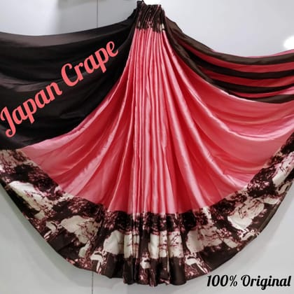 Dark Pink Japan Crepe Silk Saree with Blouse - 5018