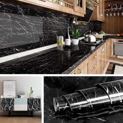 Black Marble Wallpaper | Premium Self-Adhesive Marble Effect for Walls & Decor