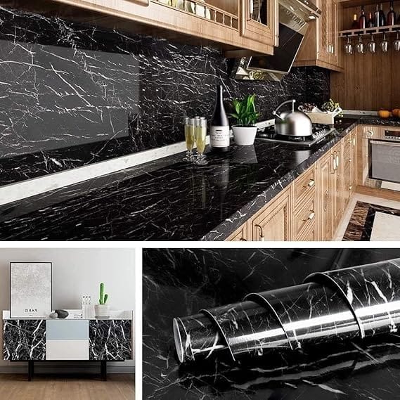 Black Marble Wallpaper | Premium Self-Adhesive Marble Effect for Walls & Decor