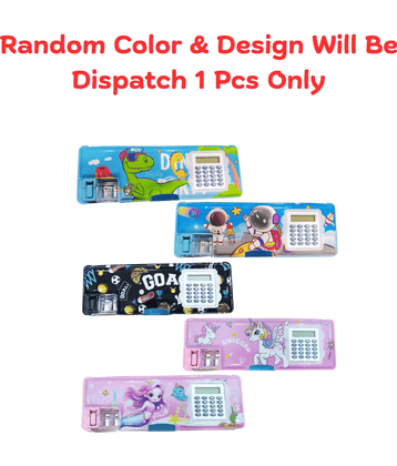 Kalra Magic Double Sided Magnetic Geometry Box, Pencil Box with Calculator for Boys Art Plastic Pencil Box for Girls and Boys