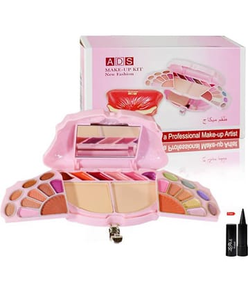 ADS Makeup Kit for Girls|12,Eye Shadow|3,Lip Color|2,Blusher|2,Face Powder|With Sponge & Brush