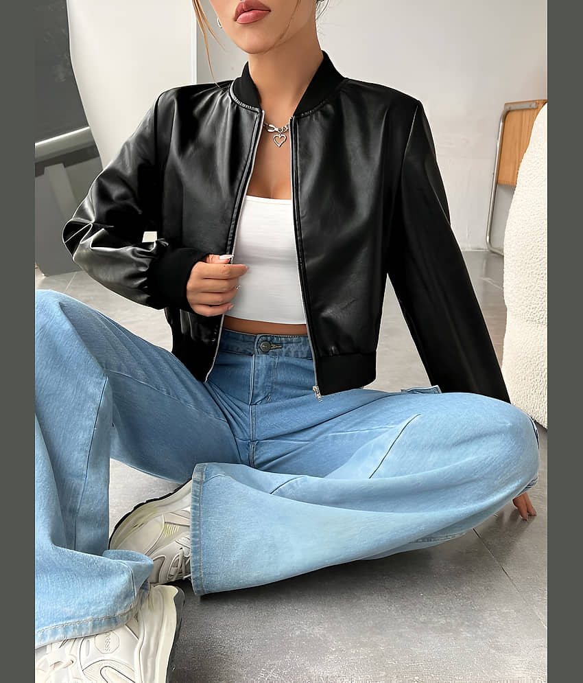 PLUS PARADISE Women Regular Jacket ( Black )