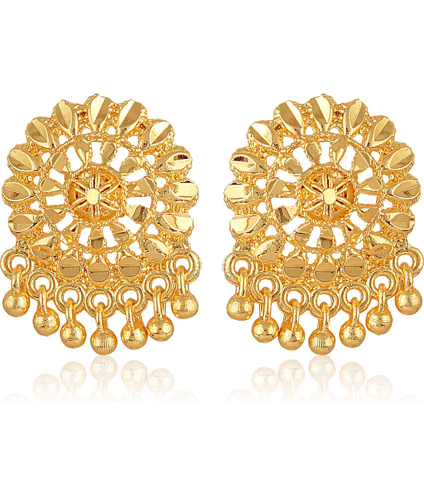VIVASTRI Golden Stud Earrings ( Pack of 1 )