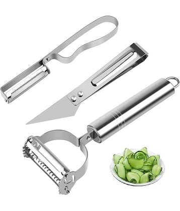 THRIFTKART - Vegetable & Fruit Peeler with Meat Cutter and Hand 3 in 1 Multifunctional Durable Razor Sharp Cutter Slicer Vegetable Julienne Shedder Peeler for Kitchen