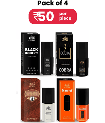 ST.JOHN Cobra ,Black Currents,Narcotic & Magnet Pocket Perfume For Men 10ml Each (40ml) - Pack of 4