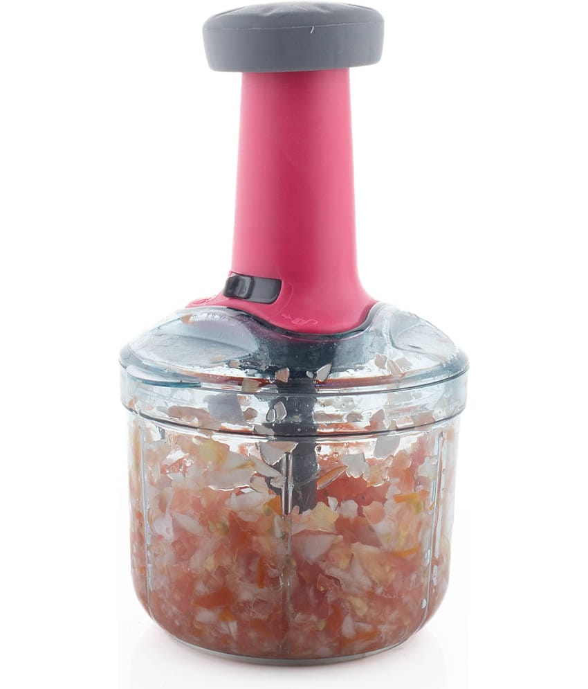 MAGICSPOON Onion Chopper Pink Plastic Mannual Chopper 900 ml ( Pack of 1 )