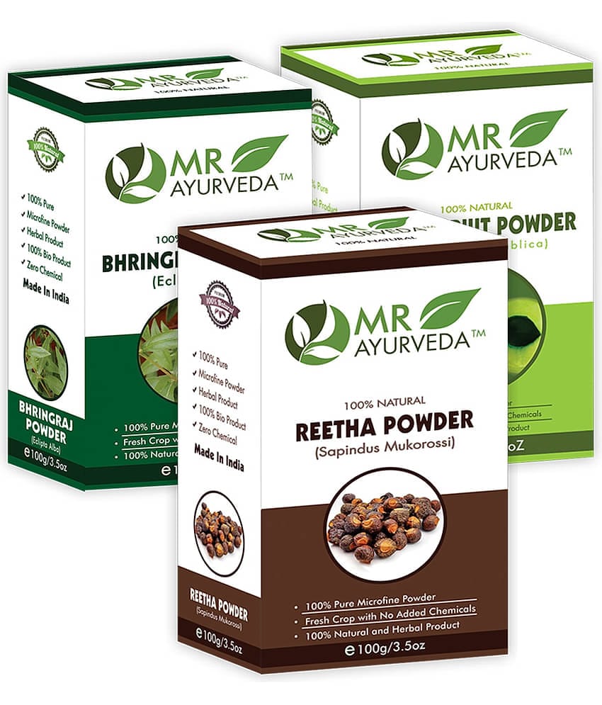 MR Ayurveda Amla, Reetha and Bhringraj Powder Hair Scalp Treatment 300 g Pack of 3