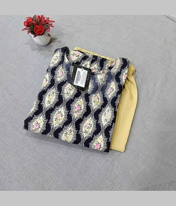 Ethnicbasket Crepe Printed Kurti With Pants Women's Stitched Salwar Suit - Black ( Pack of 1 )