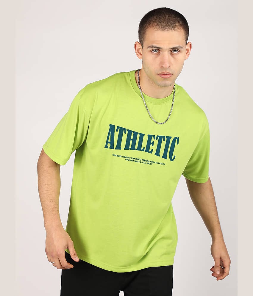 Chkokko Pack of 1 Cotton Blend Regular Fit Men's T-Shirt ( Lime Green )