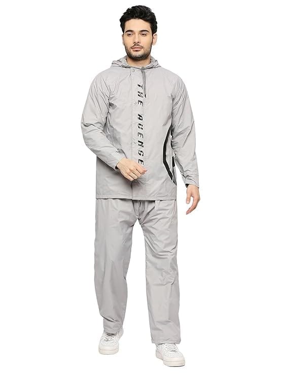 Avengers Reversible Raincoat for Men with Waterproof Pant, Inbuilt Hood & Carry Bag | Durable & Lightweight Rainsuit | Grey