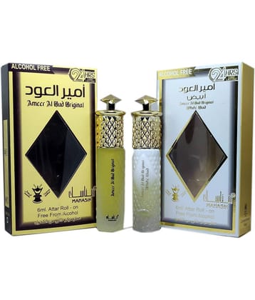 MANASIK  AMEER AL OUD ORIGINAL & AMEER AL OUD WHITE OUD  Concentrated   Attar Roll On 6ml .  ( COMBO SET )
