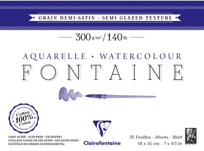 Clairefontaine Fine Art Fontaine Semi Hot Pressed 300g Cotton Paper Pad-18 x 26 cm