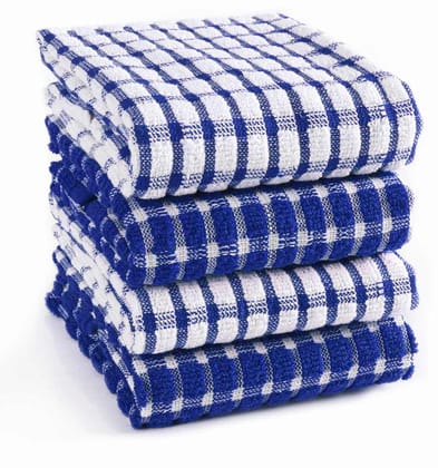 Furnofy Cotton 340 GSM Hand Towel Set Blue (Pack Of 4)