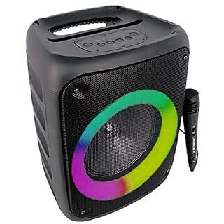 ZEBRONICS Zeb-Buddy 500 Portable Wireless Speaker with BT v5.0 25W RMS Output TWS 20.3cm(8xe2x80x9d) Driver 5H Backup USB mSD AUX FM Radio and Built in Rechargeable Battery Black_366clone.