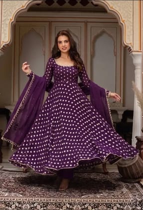 Beautifull Anarkali Gown Dupata Outfits