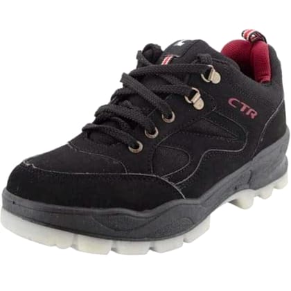 Trekking Shoes - Low Ankle: Lightweight Hiking Shoes with Self-Cleaning Rubber Sole for Men and Women (Colour - Black, Size - UK 6) by Total Sporting And Fitness Solutions Pvt Ltd