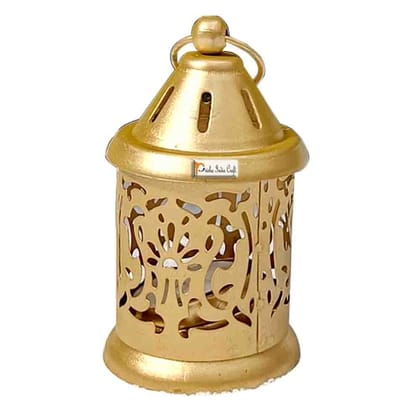 Antique Metal Lantern and Hanging Tealight Holder for Home Decor Items *Free Tealight*   Golden