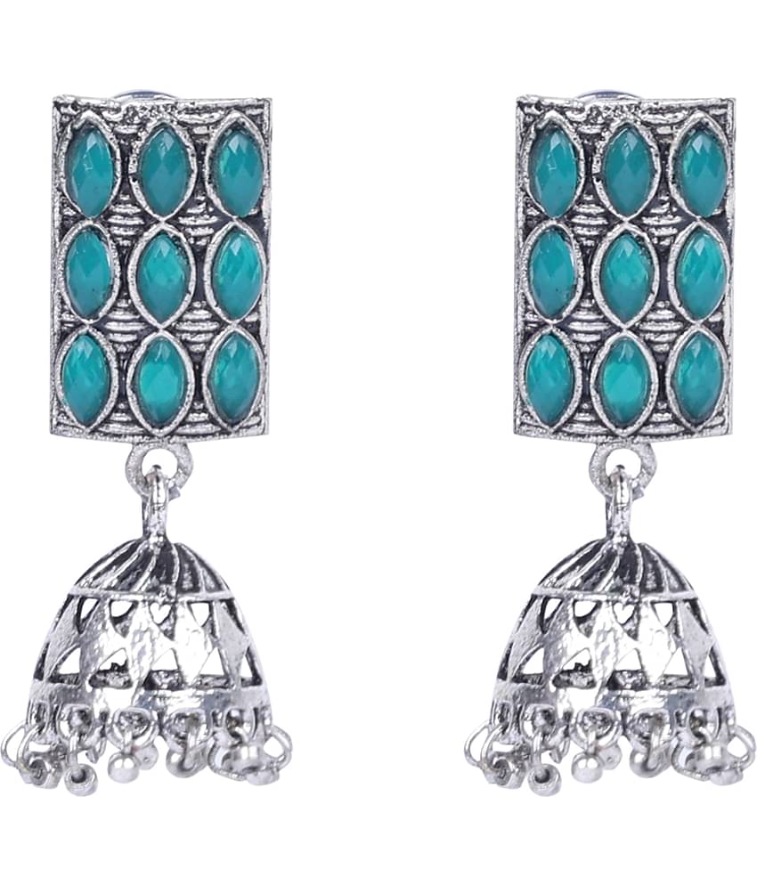 PUJVI - Green Jhumki Earrings ( Pack of 1 )
