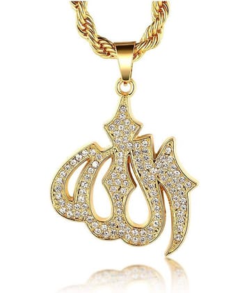 ZIVOM® Almighty Allah God Muslim Islamic Gold Plated Brass Locket Pendant for Men Women Boys Girls