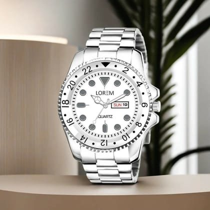 Silver Day-Date Function Casual Analog Watch For Men LR131