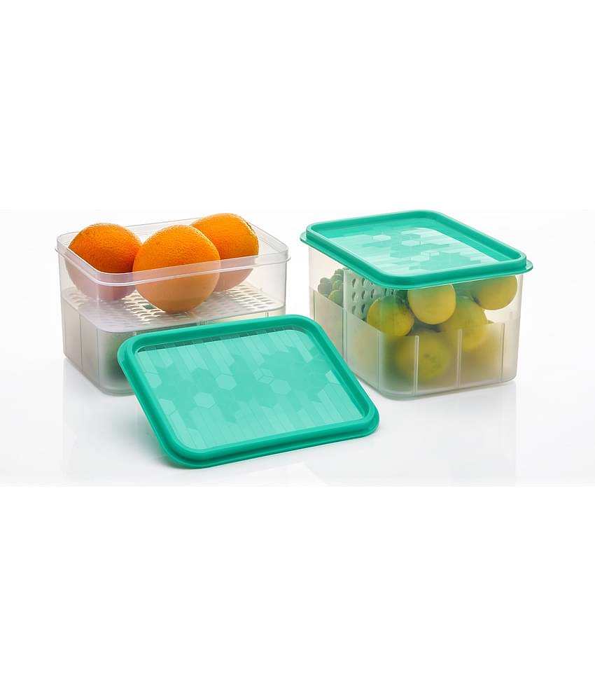 Analog kitchenware - Dal/Food/Vegetable Plastic Sea Green Utility Container ( Set of 2 )