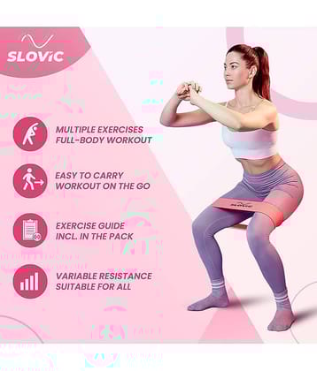 SLOVIC Fabric Resistance Band (Medium) | Resistance Mini Loop Bands for Workout for Men, Women with Exercise Bands Workout Guide