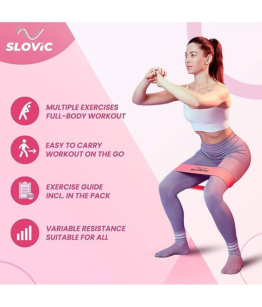 SLOVIC Fabric Resistance Band (Medium) | Resistance Mini Loop Bands for Workout for Men, Women with Exercise Bands Workout Guide