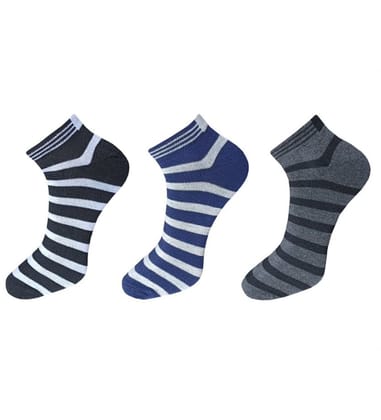 3-Pair Set Unisex Casual Cotton Solid Ankle Length Socks (Multicolor)