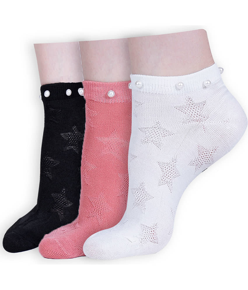 Dollar Pack of 3 Women's Cotton Blend Ankle Length Socks ( Multicolor )