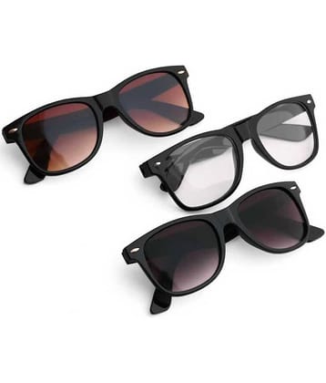 Elligator Black Rectangular Sunglasses ( Pack of 3 )