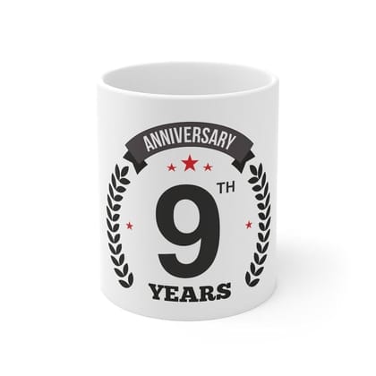 DARSHANS Ceramic 9th Anniversary Printed Coffee Mug (Color: White, Capacity:330ml)