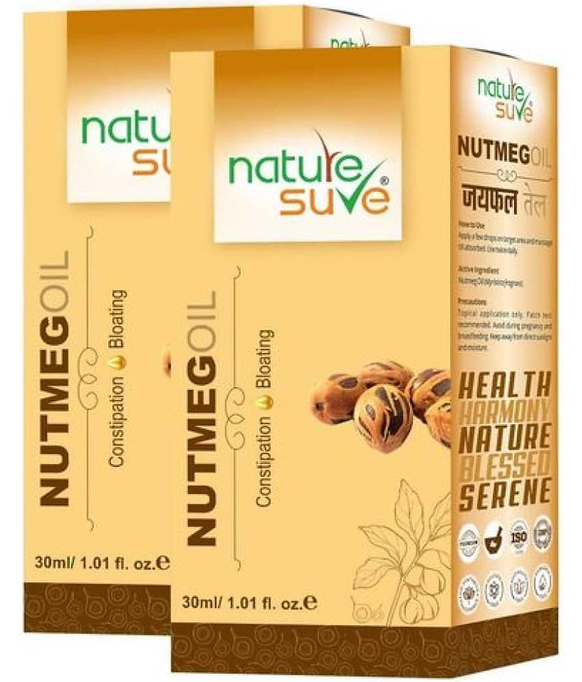 Nature Sure Nutmeg Jaiphal Oil for Bloating & Constipation in Men & Women - 2 Packs (30ml Each)