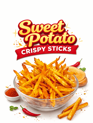 Sweet Potato Crispy Sticks, Shakarkandi Fries, Sweet Potato Finger Chips, Sweet Potato Masala Sticks, Shakarkandi Crunch 5kg