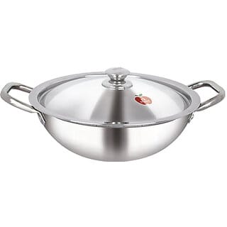 Dhara Stainless Steel Triply  Kadai 3500 with Stainless Steel Lid 26 CM