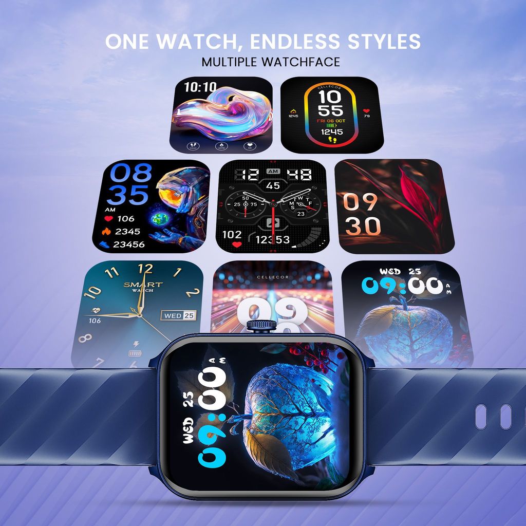 CELLECOR M5 Plus 2.01" IPS HD Display | 700 NITS | BT-Calling | AOD | IP67 | BT v5.4| Smartwatch Blue