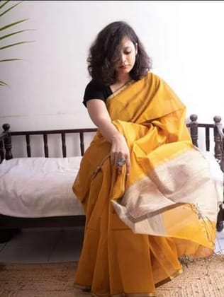 Cotton silk saree with ghicha achol