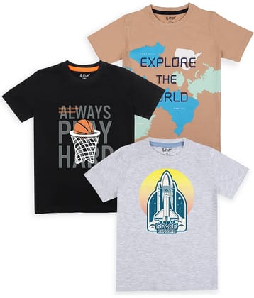 J&JP Pack of 1 Boys Cotton Blend T-Shirt ( Multi Color )