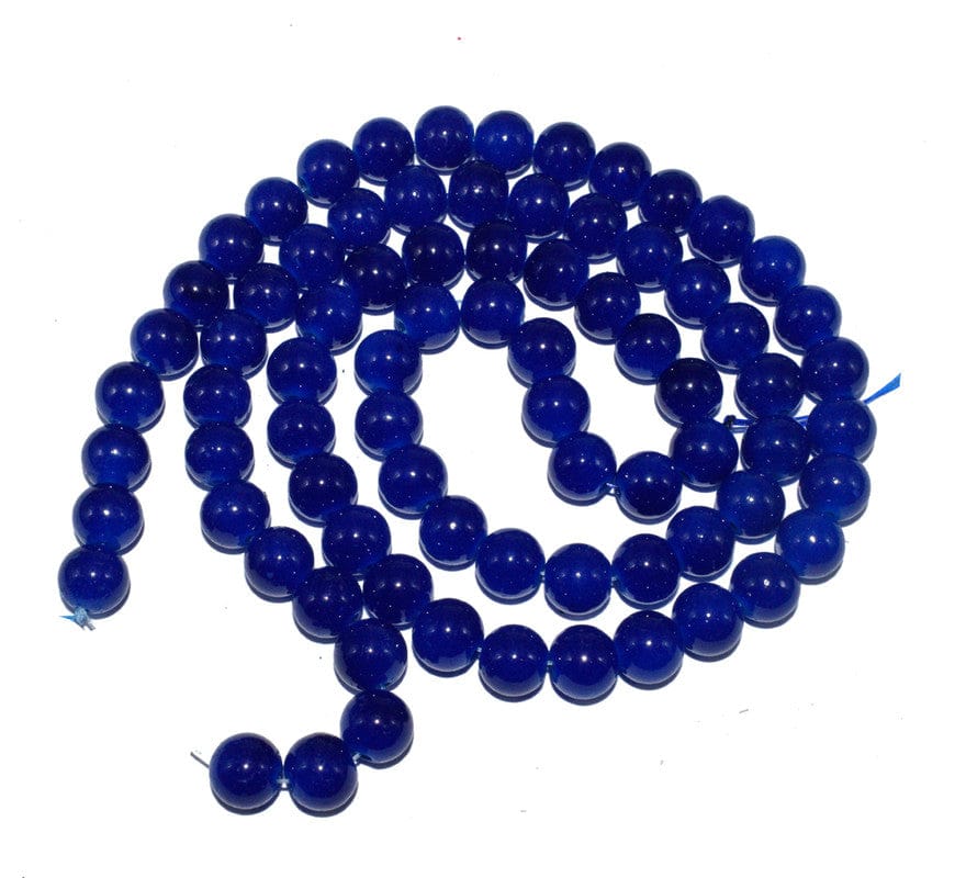 Blue Round Painted Glass Beads For Jewelry Making , (10 MM) ,BWGB-226-1 String in 80 Pieces / 10 MM