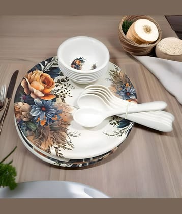 Inpro Melamine Dinner Set pack Of 18 Multicolor Melamine Dinner Set ( Pack of 18 )