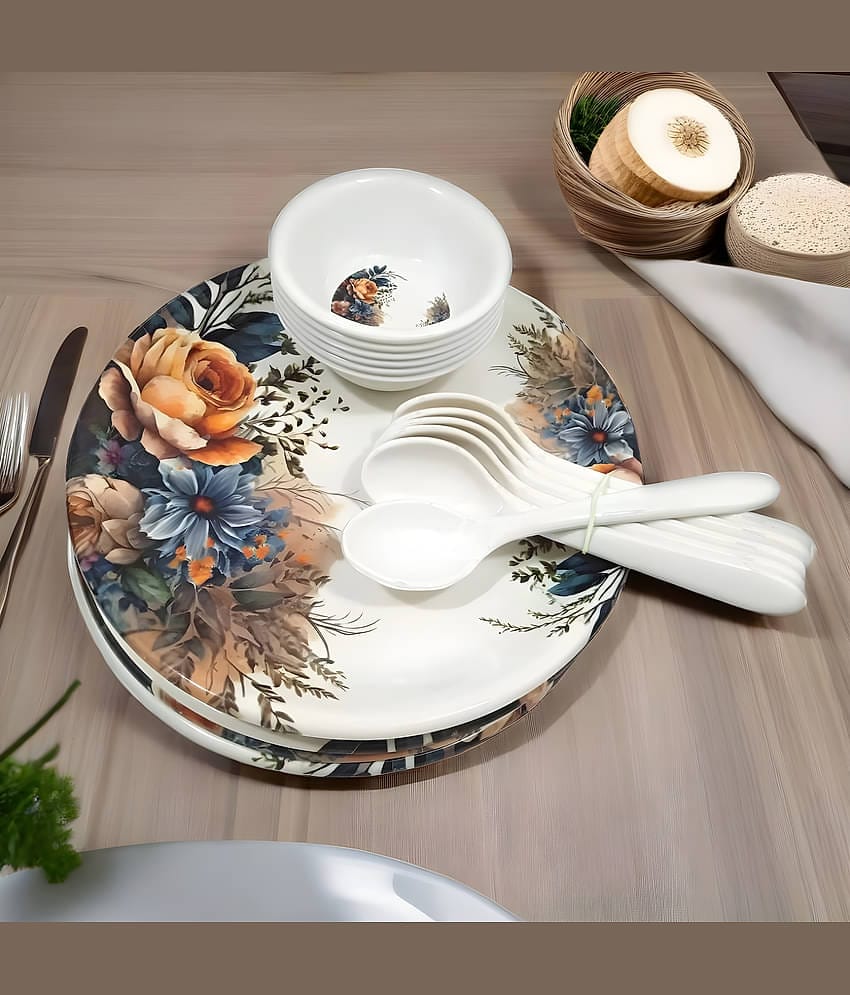 Inpro Melamine Dinner Set pack Of 18 Multicolor Melamine Dinner Set ( Pack of 18 )