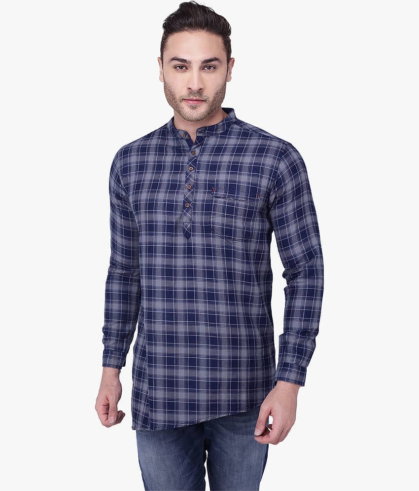 Kuons Avenue - Grey Linen Men's Asymmetrical Kurta ( Pack of 1 )