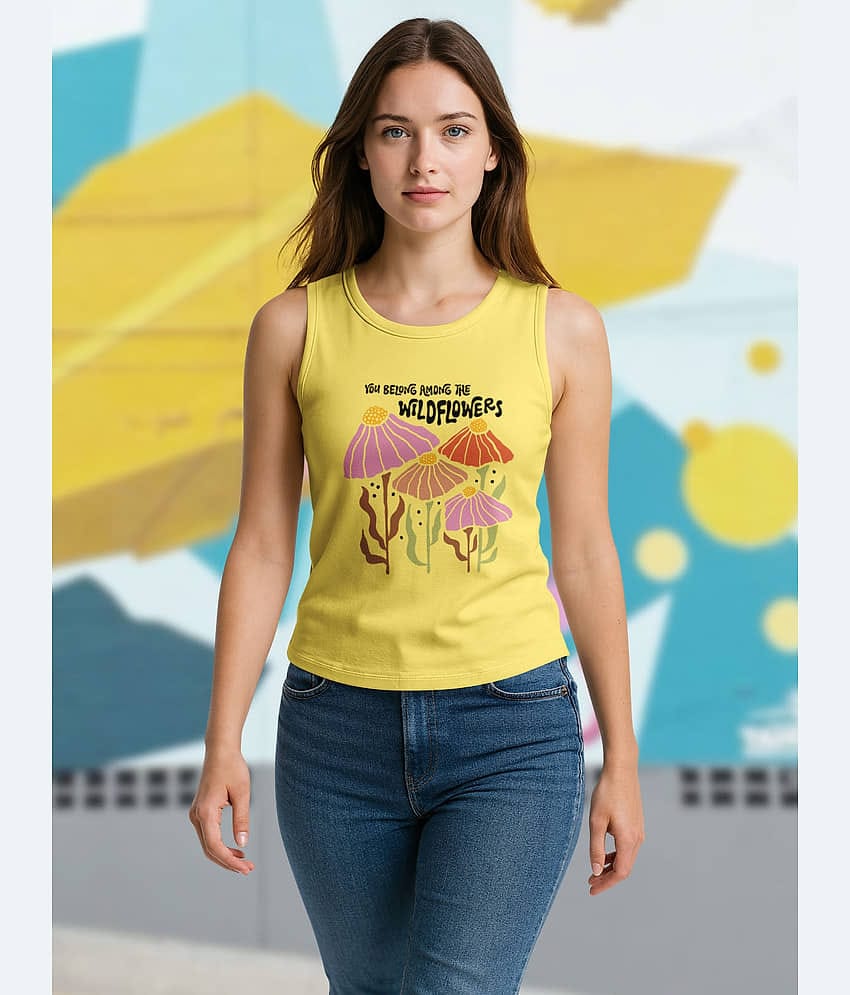 HELLCAT Sleeveless Womens Tshirt | Tshirt for Women_Yellow7
