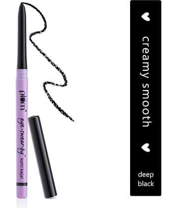 Plum Eye-Swear-By Kohl Kajal | Deep Black| Matte Finish | Smudge Proof & Waterproof (Deep Black, 0.35 g)