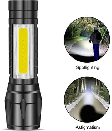 QitmirMKT Small Torch Powerful LED Light Mini Waterproof Portable 10W Black Emergency Light ( Pack of 1 )